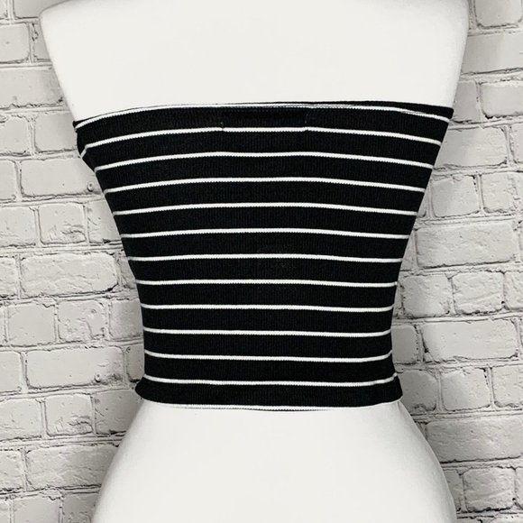 Black Striped Ribbed Tube/Cropped Top (NWT) - Picture 2 of 2